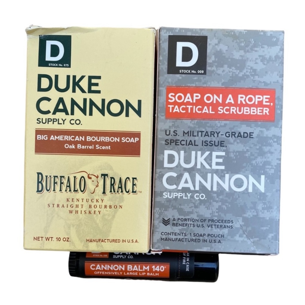 DUKE CANNON bourbon soap Oak Barrel, soap pouch, big lip balm